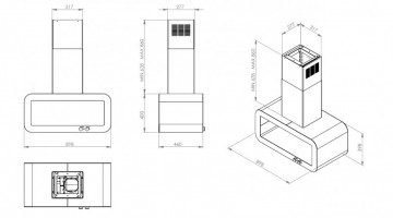 Hota insula Pyramis CORSO, 90cm, 704mc/h, 43dB, Touch Control, Inox si Sticla Neagra 065021701. Poza 3