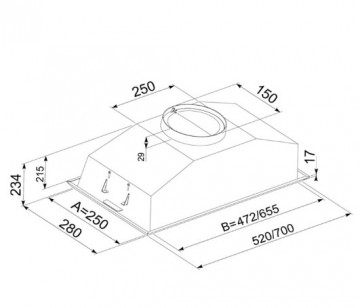 Hota Incorporabila Tornado Modul 1200 (52) LED, 1 motor Turbo, latime 52 cm, absorbtie 1200 m3/ora, filtru anti-grasimi aluminiu 5 straturi, Inox. Poza 2