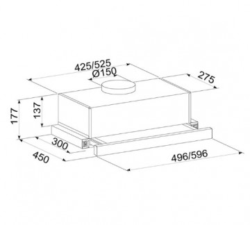 Poza Hota Telescopica Incorporabila Tornado Sondo 700 (60), 1 motor, latime 60 cm, 2 viteze, absorbtie 700 m3/ora, Inox