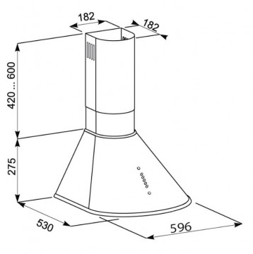 Poza Hota tip Cupola Tornado Violla 750 (60) LED, 1 motor Turbo, latime 60 cm, 3 viteze, absorbtie 750 m3/ora, filtru anti-grasimi aluminiu 5 straturi, Negru