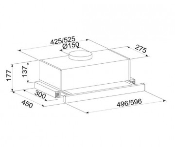 Poza Hota Telescopica Incorporabila Tornado Storm 700 (60), 1 motor, latime 60 cm, 3 viteze, absorbtie 700 m3/ora, Alb