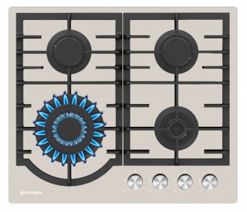 Poza Plita gaz Pyramis 60PG 6513 Beige Glass, Wok si Fonta 030034001