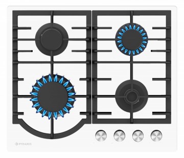 Poza Plita gaz Pyramis 60PG 6502 White Glass si Fonta 030033601