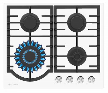 Poza Plita gaz Pyramis 60PG 6512 White Glass, Wok si Fonta 030033901