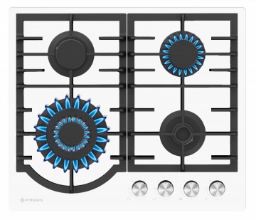 Poza Plita gaz Pyramis 60PG 6512 White Glass, Wok si Fonta 030033901