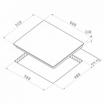 Poza Plita gaz Pyramis 60PG 6602 White Glass si Fonta 030034201