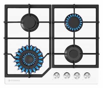 Poza Plita gaz Pyramis 60PG 6612 White Glass, Wok si Fonta 030034501
